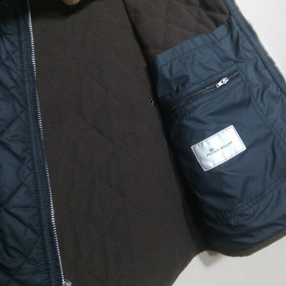 PETER MILLAR | Mens Navy Blue And Brown Hudson Lightweight Quilted Winter Vest M - Picture 11 of 15